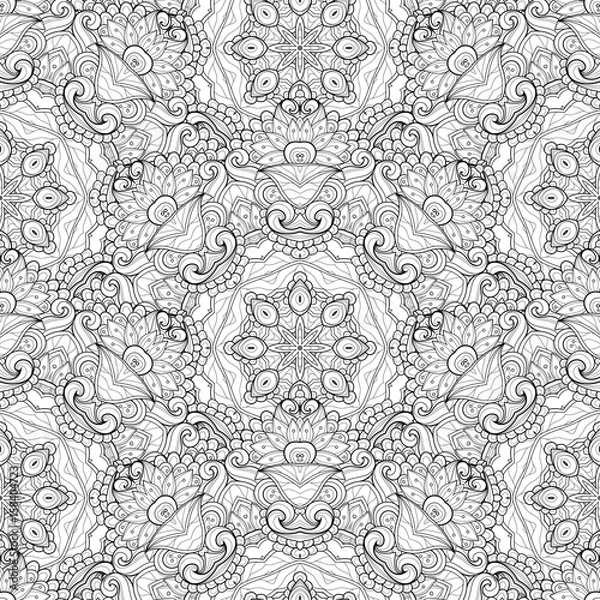 Fototapeta Vector Seamless Monochrome Ornate Pattern