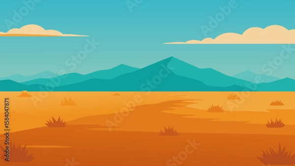 Obraz Explore a Vast Plain of Sagebrush Stretching to Distant Mountains