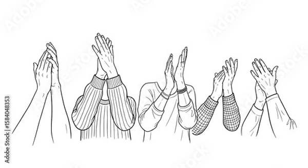 Obraz Line Art Hands Clapping Applause Celebration Graphics