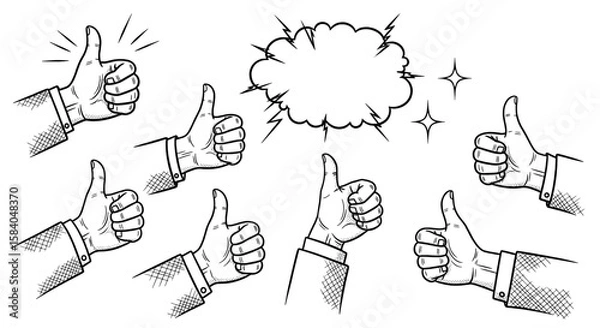 Obraz Thumbs Up Positive Feedback Clipart Collection
