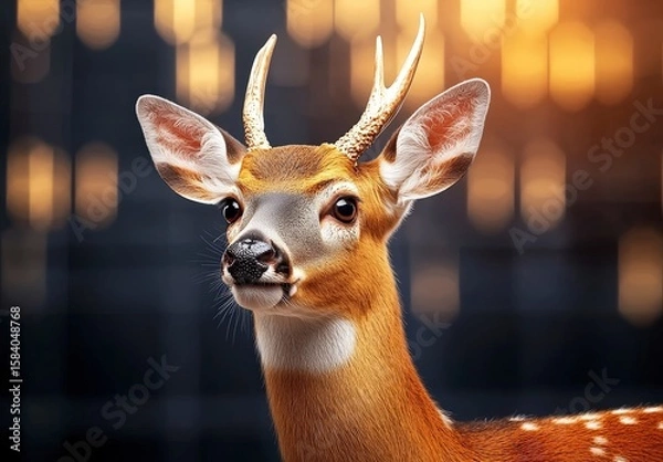 Fototapeta Realistic Portrait of a Tailed Deer in High Resolution Captured Against a Softly Blurred Background