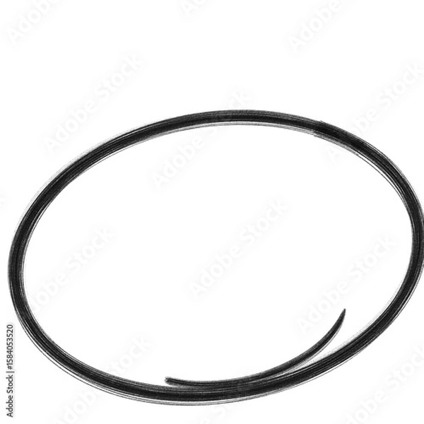 Fototapeta hand-drawn black circles and ovals for highlighting text. Hand-drawn oval. Highlight the circle frame. Ellipse in doodle style