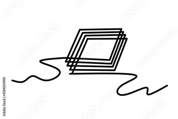 Fototapeta frame continuous line drawing.one stacked square line 