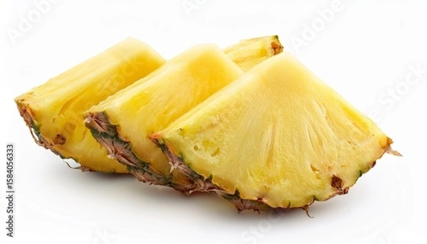 Fototapeta fresh pineapple slices isolated on white background for culinary use