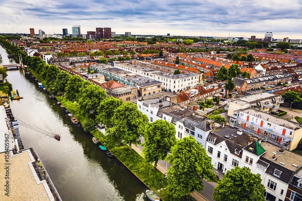 Fototapeta Utrecht city from top. General view from hight point at summer evening.