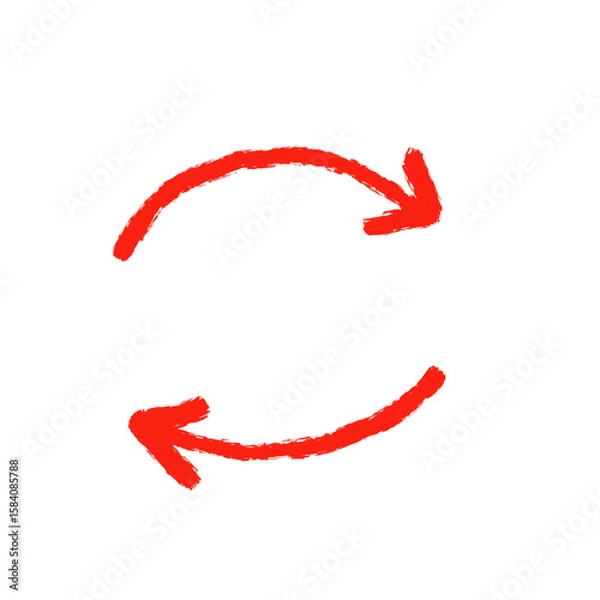 Fototapeta red arrow left and right hand drawn isolated on transparent png
