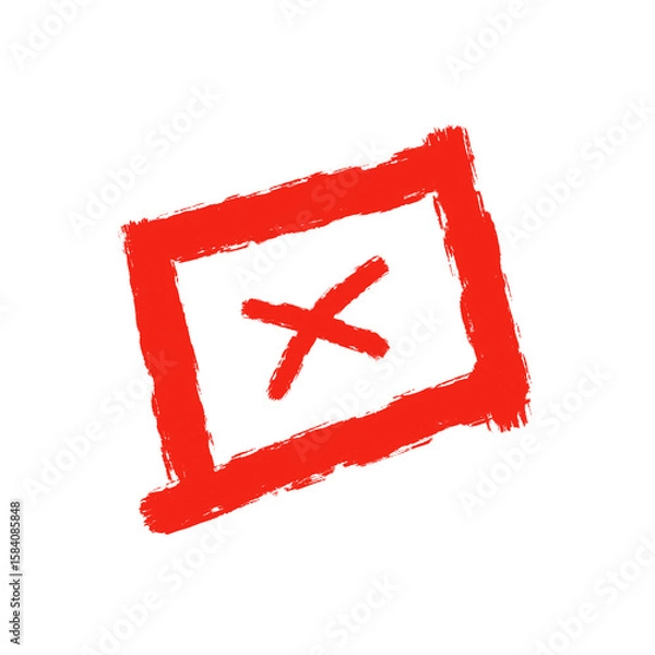 Fototapeta red cross on box hand drawn doodle isolated on transparent png
