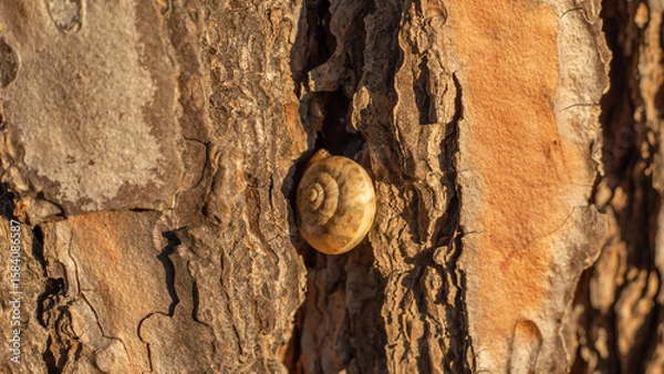Obraz Schnecke auf Baumrinde