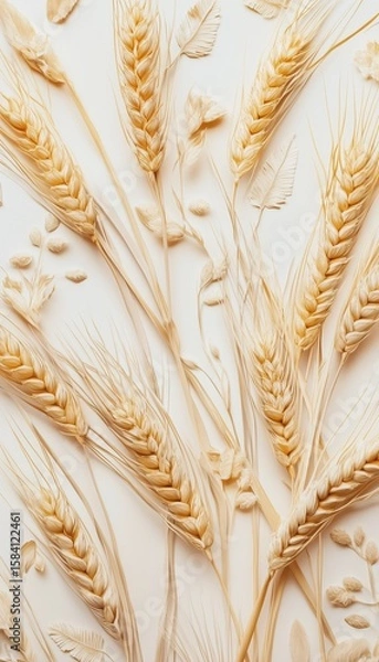 Obraz Yellow wheat pattern plant botanical farm plant, vertical solid background
