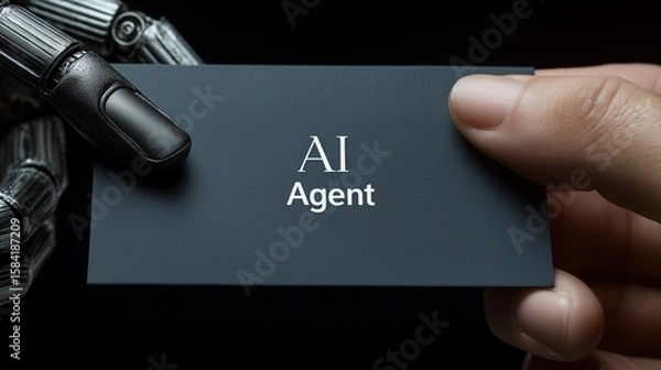 Fototapeta An AI agent acts as a virtual assistant, for support as an AGI artificial general intelligence representative symbolizing agentic robot autonomy, and humanoid superintelligence technology