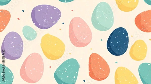Obraz Pastel colored easter eggs are scattered in a speckled pattern to create a festive background design.