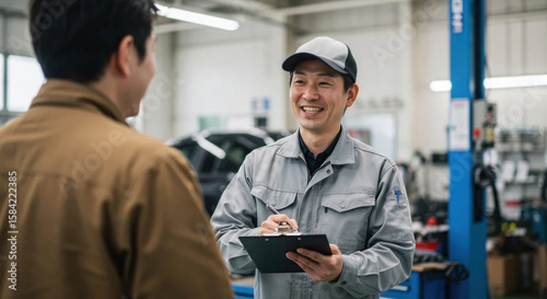 Obraz お客様にヒアリングを行う自動車整備士