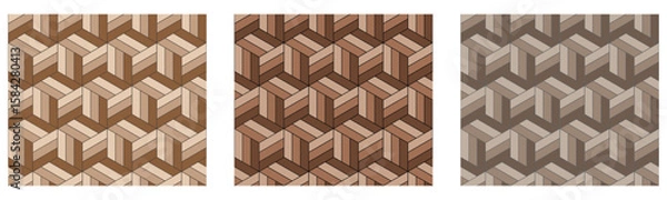 Obraz 木目ブロックの幾何学パターン背景