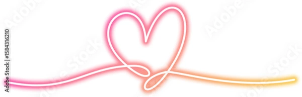 Obraz Neon Doodle Heart Divider Line