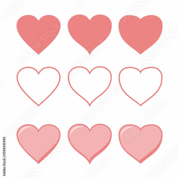 Fototapeta Set of different shapes of heart