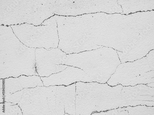 Obraz Crack wall texture background broken earthquake effect, whtie grey building cement damage pattern plaster grunge black line paint surface abstract, construction rough street concrete backdrop.