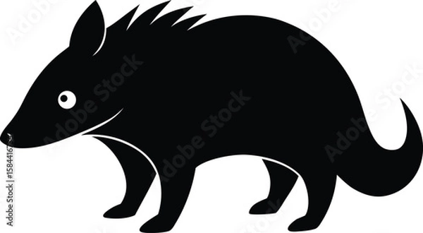 Obraz Full Body Black Shape of a Tenrec Walking with Spines