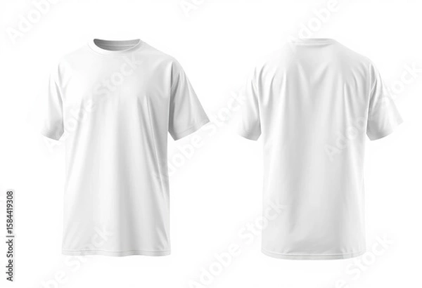 Fototapeta Oversized blank t-shirt mockup, front and back views, isolated on white Clipping path included,  isolated background,  background