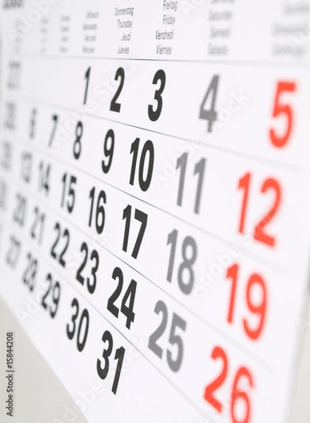 Obraz Close up a calendar page