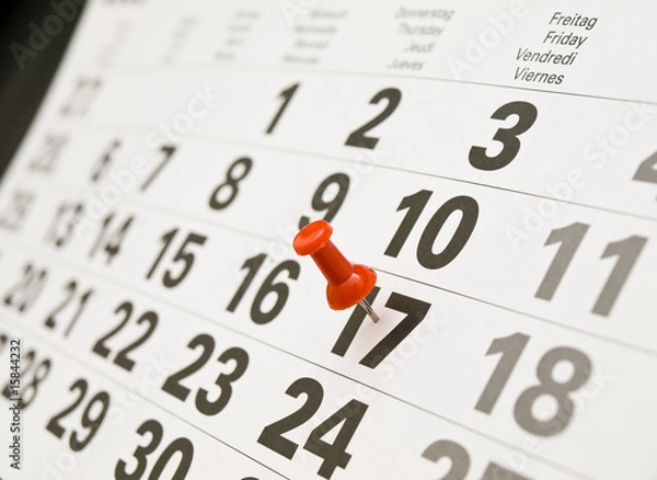 Fototapeta Closeup calendar with  drawing-pin