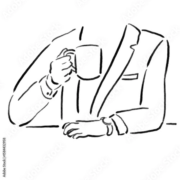 Obraz businessman having a coffee コーヒーを飲むビジネスマンのイラスト