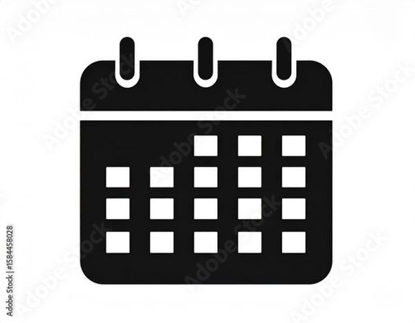 Fototapeta Black calendar icon vector illustrating a page with a date, symbolizing an event or appointment schedule