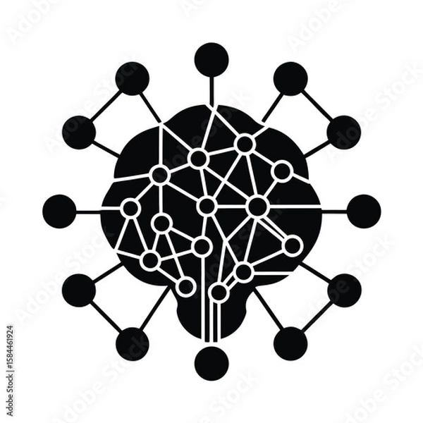 Fototapeta Vector Image Of Neural Network Architecture Displayed In Artistic Style