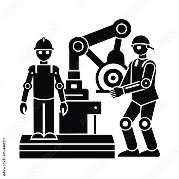 Fototapeta Vector Illustration Of AI Powered Robot Assisting In Daily Tasks