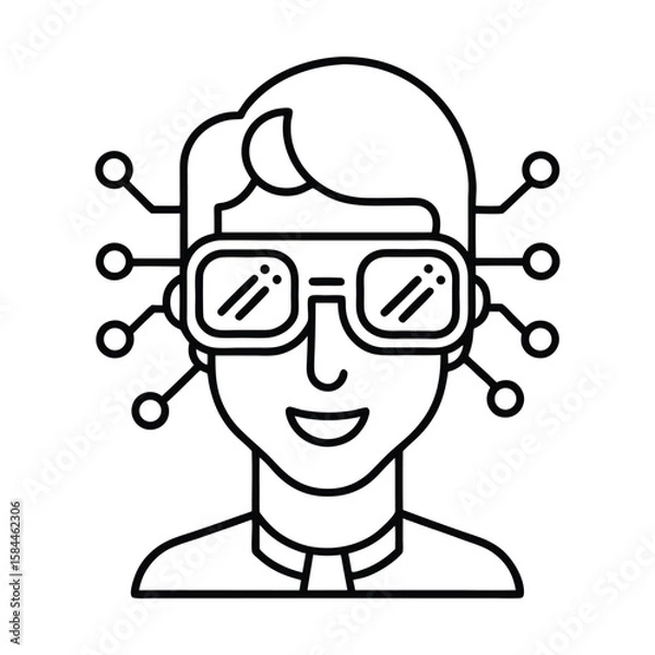 Fototapeta Vector Of Smart Glasses Using AI For Augmented Reality Applications vector line art on white background