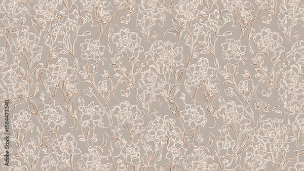 Fototapeta Simple but beautiful design using simple flower motifs or calm curves or straight lines with soft lines with pencil or ink, ai, generative