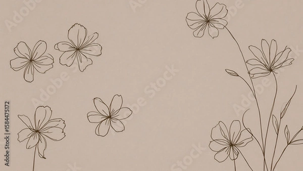 Fototapeta Simple but beautiful design using simple flower motifs or calm curves or straight lines with soft lines with pencil or ink, ai, generative