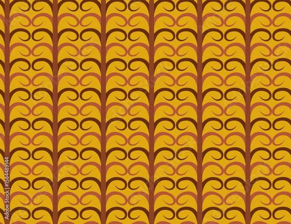 Fototapeta Retro Style Geometric Pattern with Repeating Curves and Stripes for Seventies Inspired Design