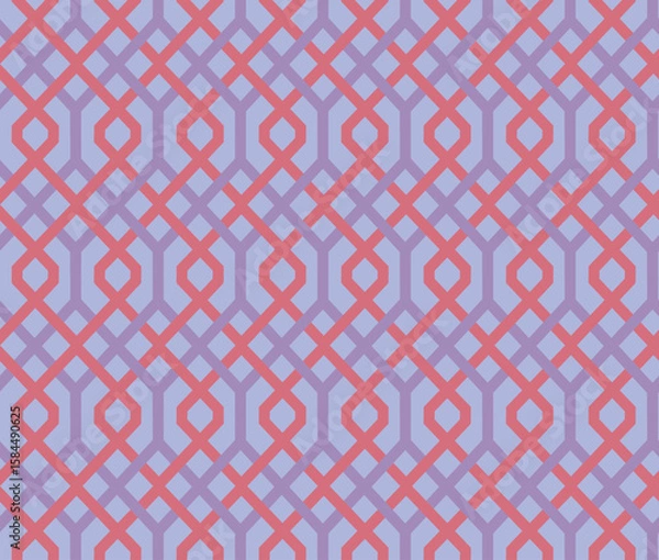 Fototapeta Interlocking Geometric Pattern with Octagonal Motifs in Pastel Lavender and Coral Tones a Seamless and Visually Appealing Design