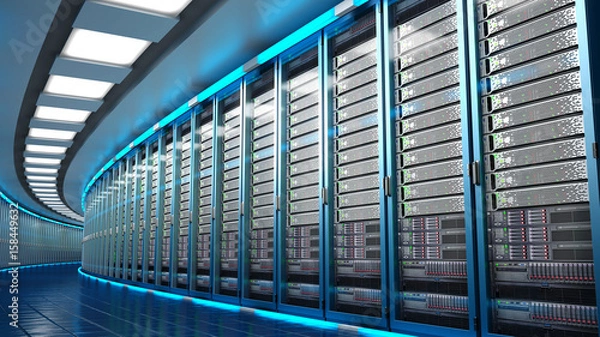 Fototapeta Modern datacenter. Cloud computing. 3d rendering