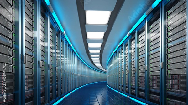 Fototapeta Modern datacenter. Cloud computing. 3d rendering