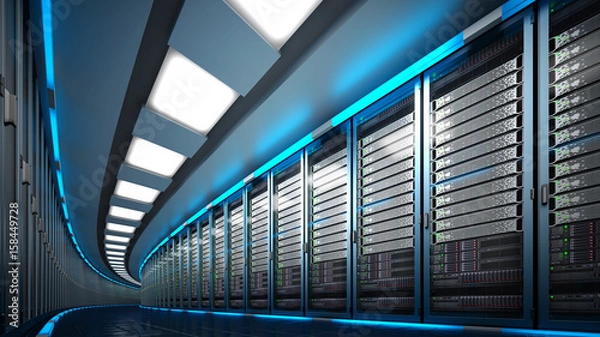 Fototapeta Modern datacenter. Cloud computing. 3d rendering
