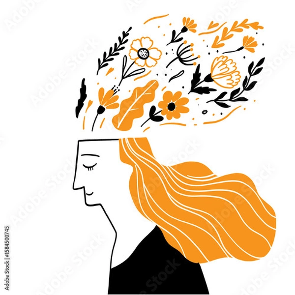 Obraz Woman's Mind Blooming with Positive Thoughts.