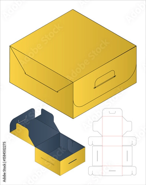 Fototapeta Packaging Box Template Dieline – Flat Layout & Foldable Assembly Design