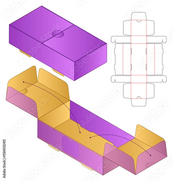 Obraz Box Dieline Template Foldable Packaging Layout dieline