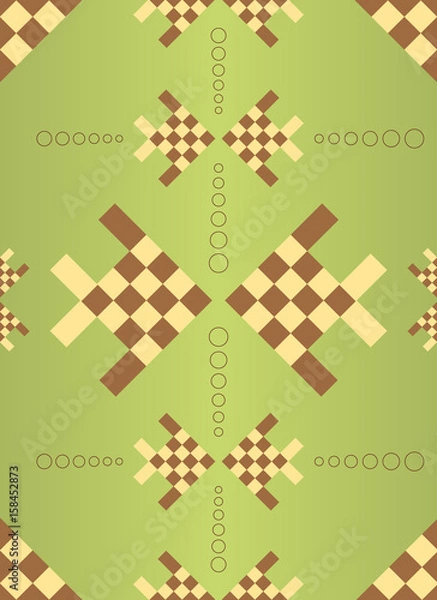 Obraz seamless plaid bamboo fish pattern