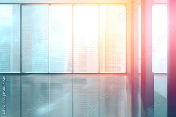 Fototapeta Vector mockup showcasing transparent windows with glossy reflections, ideal for bright scenes.