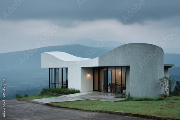 Fototapeta imagine futuristic architectural marvel that blends smooth organic shapes with glass and concrete seamlessly
