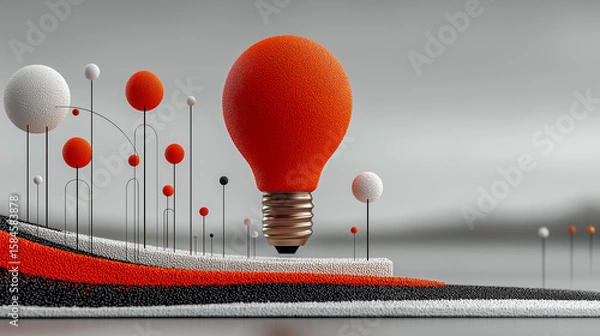 Fototapeta Creative landscape with abstract red bulb design
