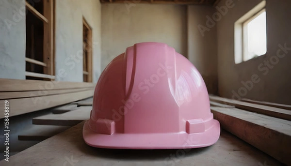 Obraz pink hard hat inside a building