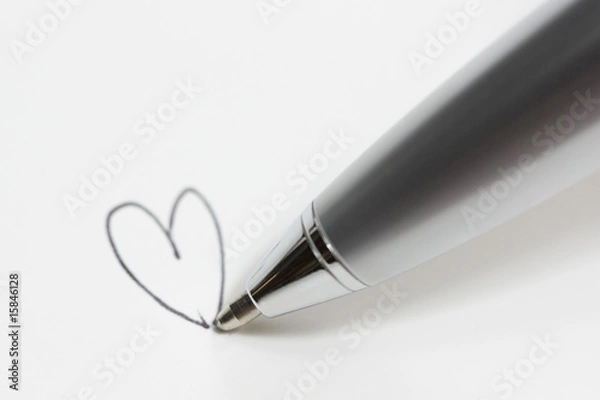 Obraz Pen drawing heart isolated on white