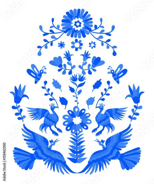 Obraz Vector folk Mexican Otomi Style embroidery Pattern