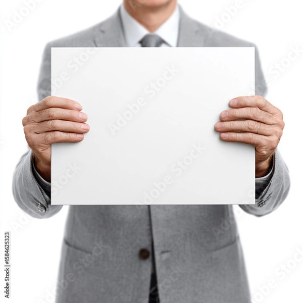 Fototapeta 3D rendering of hands holding a signboard, isolated on a white background