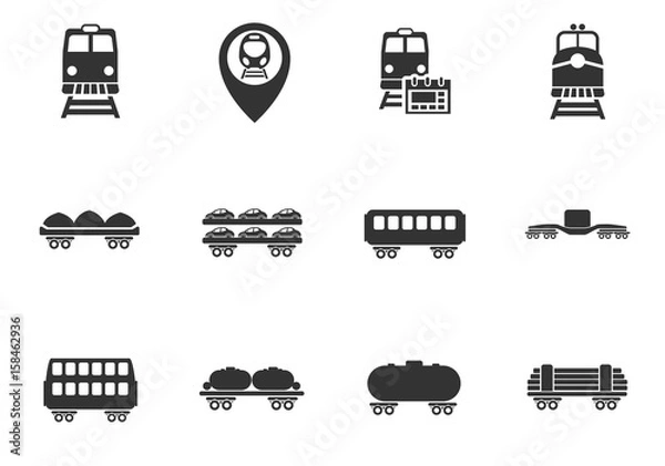Fototapeta railway icon set