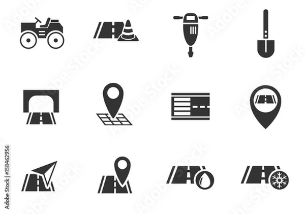 Fototapeta road icon set