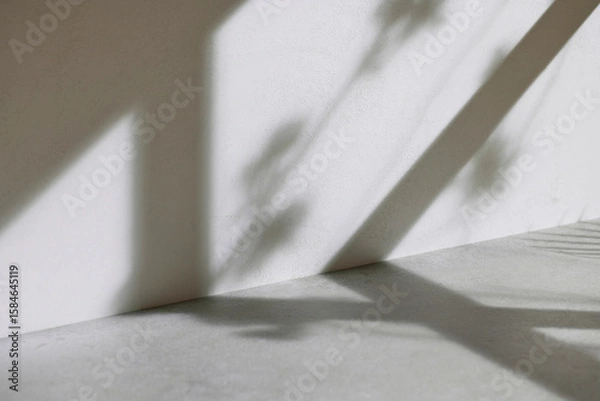 Obraz Concrete texture background with shadows from natural light streaming through a window.